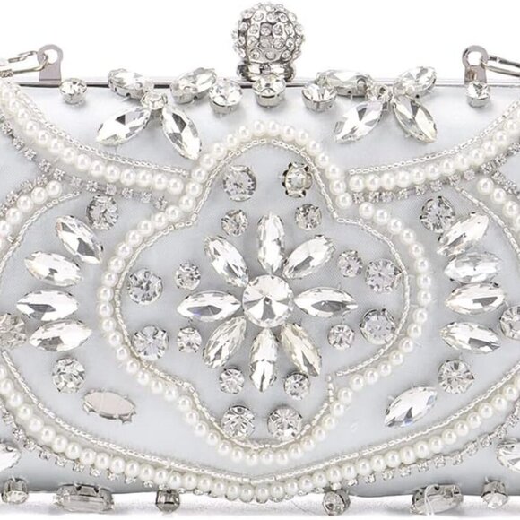 Women Beaded Clutch Evening Bag Fashion Rhinestone Diamond Wedding Handbag Brida - Picture 1 of 8
